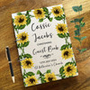 Wood Sunflower Border Vintage Message Notes Keepsake Christening Guest Book