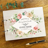 Wood Watercolour Roses Pretty Message Notes Keepsake Christening Guest Book