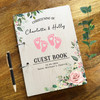 Wood Pink Twins Baby Feet Message Notes Keepsake Christening Guest Book