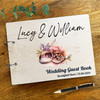 Wood Watercolour Floral Wedding Rings Message Notes Keepsake Wedding Guest Book