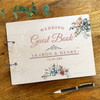 Wood Watercolour Blue Vintage Floral Message Notes Keepsake Wedding Guest Book