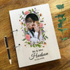 Wood Floral Photo Message Notes Keepsake Wedding Guest Book