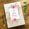 Wood Watercolour Pink Floral Wedding Memories Keepsakes Wedding Card Keeper Book