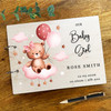 Wood Pink Watercolour Teddy Bear Photo Album Memories New Baby Keepsake Book