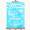 Aqua Sky Blue Lights As Families Become One Seating Plan Wedding Sign