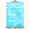 Aqua Sky Blue Watercolour Lights Bucket List Personalised Wedding Sign