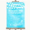 Aqua Sky Blue Watercolour Lights Fingerprint Guestbook Personalised Wedding Sign