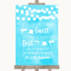 Aqua Sky Blue Watercolour Lights Photo Prop Guestbook Personalised Wedding Sign