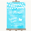 Aqua Sky Blue Watercolour Lights Signing Frame Guestbook Wedding Sign