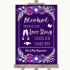 Purple & Silver Alcohol Bar Love Story Personalised Wedding Sign