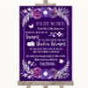 Purple & Silver Don't Post Photos Facebook Personalised Wedding Sign