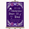 Purple & Silver Drink Champagne Dance Stars Personalised Wedding Sign