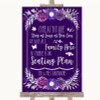 Purple & Silver All Family No Seating Plan Personalised Wedding Sign