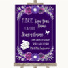 Purple & Silver Jenga Guest Book Personalised Wedding Sign