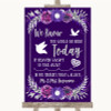 Purple & Silver Loved Ones In Heaven Personalised Wedding Sign