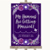 Purple & Silver My Humans Are Getting Married Personalised Wedding Sign
