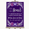 Purple & Silver Sign a Heart Personalised Wedding Sign