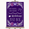 Purple & Silver Card Post Box Personalised Wedding Sign