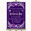 Purple & Silver Wedpics App Photos Personalised Wedding Sign