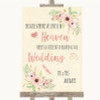 Blush Peach Floral Heaven Loved Ones Personalised Wedding Sign