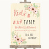 Blush Peach Floral Kids Table Personalised Wedding Sign