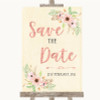Blush Peach Floral Save The Date Personalised Wedding Sign
