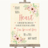 Blush Peach Floral Sign a Heart Personalised Wedding Sign