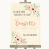 Blush Peach Floral Take Some Confetti Personalised Wedding Sign