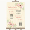 Blush Peach Floral Who's Who Leading Roles Personalised Wedding Sign