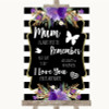 Black and White Stripes Purple I Love You Message For Mum Wedding Sign