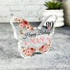 Nan 80th Watercolour Floral Birthday Present Butterfly Plaque Keepsake Gift