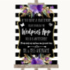 Black & White Stripes Purple Wedpics App Photos Personalised Wedding Sign