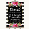 Black & White Stripes Pink Cheers To Love Personalised Wedding Sign