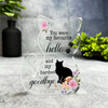 Floral Silhouette Pet Memorial Cat Plaque Sympathy Gift Keepsake Gift