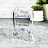 Grandson Blue Floral Gravestone Plaque Sympathy Gift Keepsake Memorial Gift