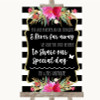 Black and White Stripes Pink In Our Thoughts Personalised Wedding Sign
