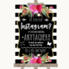 Black and White Stripes Pink Instagram Photo Sharing Personalised Wedding Sign