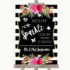 Black & White Stripes Pink Let Love Sparkle Sparkler Send Off Wedding Sign