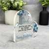 Dad Blue Floral Happy Birthday Present Heart Plaque Keepsake Gift