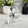 Monochrome Happy 60th Birthday Present Heart Plaque Keepsake Gift