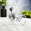 Monochrome Happy 70th Birthday Present Heart Plaque Keepsake Gift