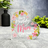 Mum Spring Floral Happy Birthday Present Heart Plaque Keepsake Gift