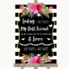 Black & White Stripes Pink Today I Marry My Best Friend Wedding Sign