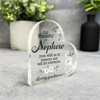 Nephew White Floral Memorial Heart Plaque Sympathy Gift Keepsake Gift