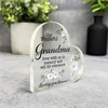 Grandma White Floral Memorial Heart Plaque Sympathy Gift Keepsake Gift