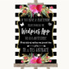 Black & White Stripes Pink Wedpics App Photos Personalised Wedding Sign