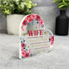 Wife Love Is Like A Rose Red Flowers Romantic Heart Plaque Keepsake Gift