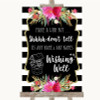 Black and White Stripes Pink Wishing Well Message Personalised Wedding Sign