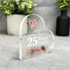 Floral Silver 25th Gift For Wedding Anniversary Heart Plaque Keepsake Gift