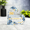 30th Birthday Present Female Blue Yellow Flowers Heart Plaque Keepsake Gift